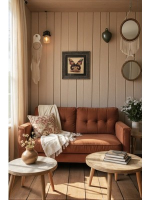 Ahsen resim çerçeve Çerçeveli Doğal Taş Üzerine Kelebek Temalı Baskı Tablo (Mucize)