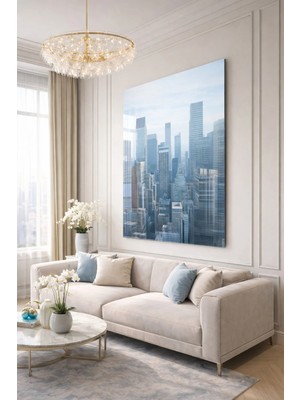 Ahsen resim çerçeve Kırılmaz Cam Tablo 5mm (Kalın) - Ev Işyeri Duvar Dekorasyonu - Soyut Bina Tasarımlar (Dikey)