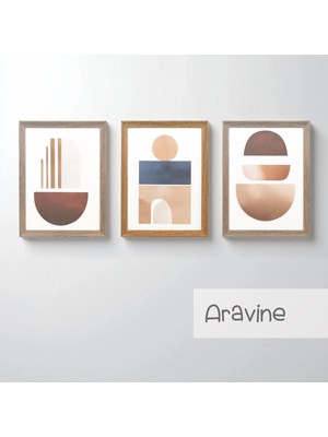 Ahsen resim çerçeve Çerçeveli 3'lü Tablo Set - Duvar Dekoru Soyut Tabloları - Aravine