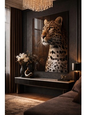 Ahsen resim çerçeve Kırılmaz Cam Tablo 5mm (Kalın) - Ev Işyeri Duvar Dekorasyonu - Leopar Tasarımlar (Dikey)