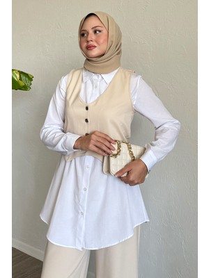 inStyle Yelekli Üçlü Takım Bej