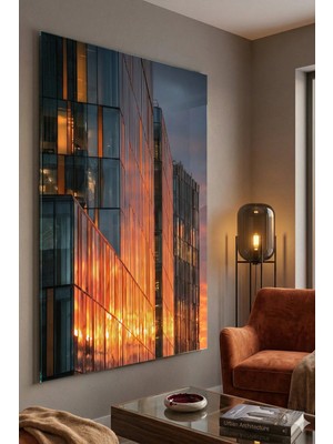 Ahsen resim çerçeve Kırılmaz Cam Tablo 5mm (Kalın) - Ev Işyeri Duvar Dekorasyonu – Soyut Bina Tasarımlar (Dikey)