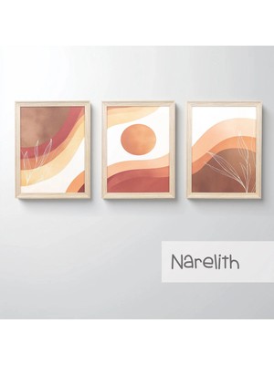 Ahsen resim çerçeve Çerçeveli 3'lü Tablo Set - Duvar Dekoru Soyut Tabloları - Narelith