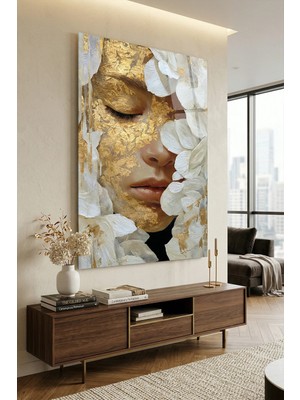 Ahsen resim çerçeve Kırılmaz Cam Tablo 5mm (Kalın) - Ev Işyeri Duvar Dekorasyonu - Soyut Çiçek Tasarımlar (Dikey)