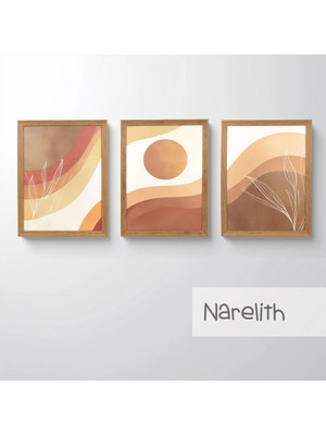 Ahsen resim çerçeve Çerçeveli 3'lü Tablo Set - Duvar Dekoru Soyut Tabloları - Narelith