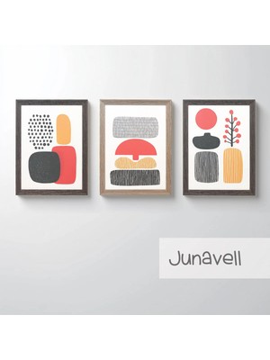Ahsen resim çerçeve Çerçeveli 3'lü Tablo Set - Duvar Dekoru Soyut Tabloları - Junavell