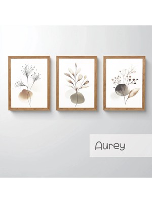 Ahsen resim çerçeve Çerçeveli 3'lü Tablo Set - Duvar Dekoru Soyut Tabloları - Aurey
