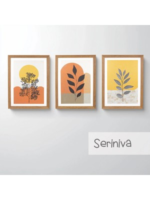 Ahsen resim çerçeve Çerçeveli 3'lü Tablo Set - Duvar Dekoru Soyut Tabloları - Serivina