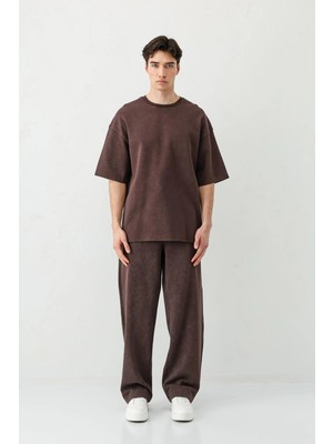 Vamos Baggy Fit Yıkamalı Eşofman Alt Kahve
