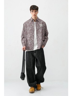 Vamos Uzun Kollu Kareli Gömlek Siyah