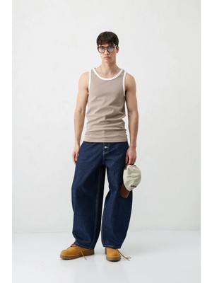 Vamos Oversize Askılı Tişört Vizon