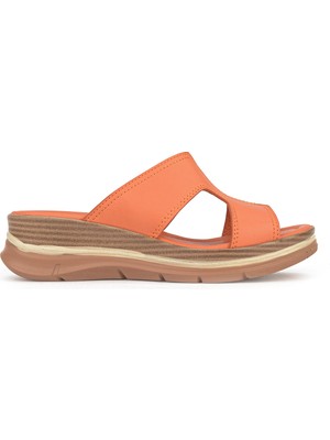 Ziya, Kadın Hakiki Deri Dolgu Terlik 1611020Z2565 Turuncu