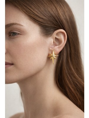 Xuping Jewelry Kadın Gold Renk Büyük Boy Kutup Yıldızı Figürlü Modern Bijuteri Küpe