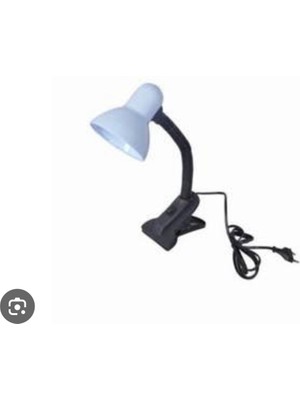 Allians Beyaz Mandallı Çalışma ve Okuma Lambası, E27 Duylu, LED Ampul Hediyeli