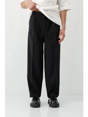 Vamos Baggy Fit Pilili Pantolon Siyah