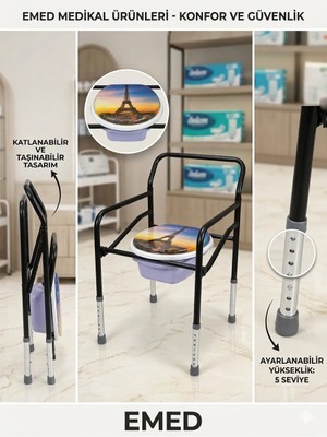 Emed Desenli Tuvalet Sandalye Wc Yükseltici Klozet Sandalye