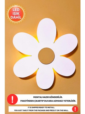 Allians Papatya Tasarımlı LED Işıklı Çocuk Odası Gece Lambası, Duvar Dekoru