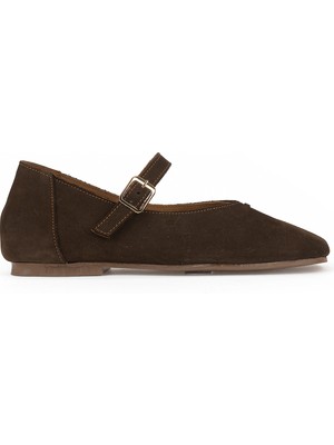 Ziya, Kadın Hakiki Deri Babet 1611062Z4037 Kahve