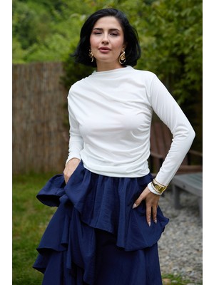 inStyle Büzgülü Beyaz Sandy Bluz