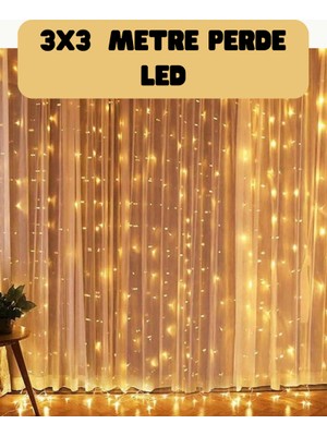 Zero Land Hnrlishp 3x3 Metre Perde LED Işık Sıcak  Şelale Tasarım Dekoratif Aydınlatma