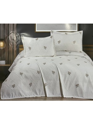 Çeyiz Merkezi Nazende Nakışlı Şönil 3 Parça Pike Takımı - Çift Kişilik ( Kutulu)