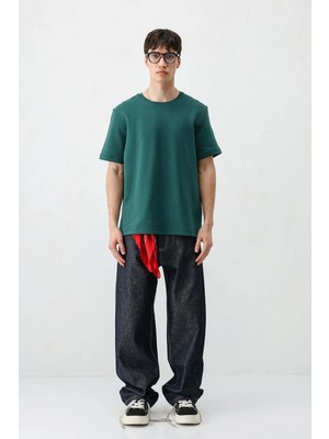 Vamos Kısa Kollu Boxy Fit Tişört Nefti