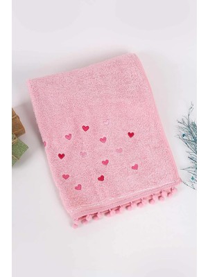 Çeyiz Merkezi Ponponlu Kalpli El Yüz Havlusu 50X90