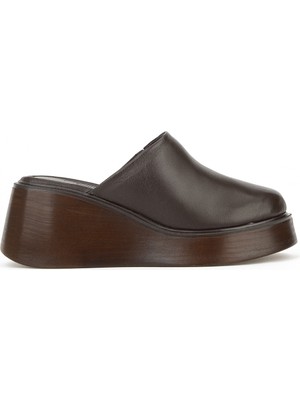 Ziya, Kadın Hakiki Deri Dolgu Terlik 1611047Z1712 Kahve