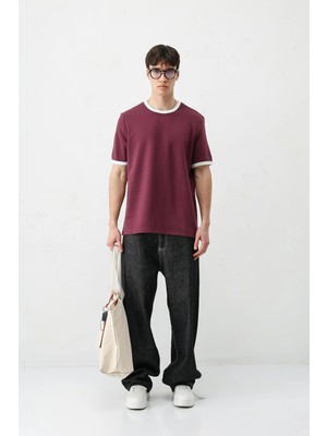 Vamos Kısa Kollu Regular Fit Tişört Vişne