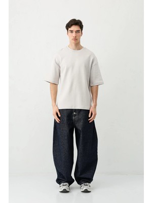 Vamos Kısa Kollu Boxy Fit Tişört Ice Grı