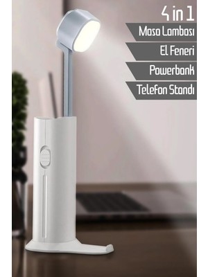 Allians Çok Fonksiyonlu Taşınabilir Şarjlı Masa Lambası ve Telefon Standı