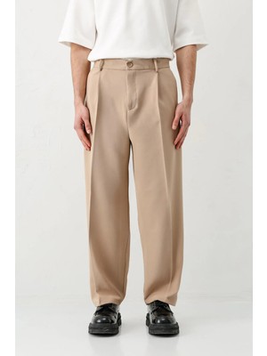 Vamos Baggy Fit Pilili Pantolon Bej