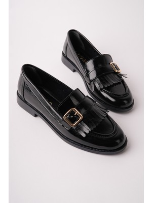 Muggo Tassel Gold Tokalı Püsküllü Kadın Günlük Loafer Ayakkabı