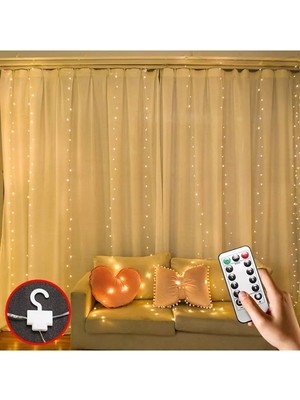 Allians Peri Telli Perde LED 3X3M, Uzaktan Kumandalı, Usb, 8 Animasyon, 10 Saçak, 200 LED