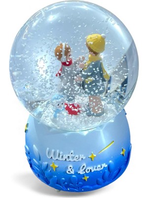Güzelyüz Avm Işıklı Müzikli Kar Küresi | Ayakta Duran Sevgili Aşıklar Küre Sevgililer Günü Yılbaşı Hediyesi 13CM
