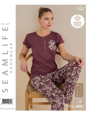 Royam Seamlife Kadın Lüx Extra Yumuşak %100 Pamuk Viskon Kısa Kollu Pijama Takımı