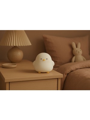 Allians Sevimli Civciv LED Gece Lambası, Pilli, Şarj Edilebilir, Kararlı Işık