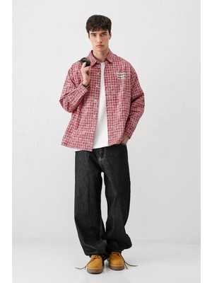 Vamos Uzun Kollu Kareli Gömlek Kırmızı