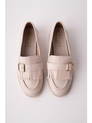 Muggo Tassel Gold Tokalı Püsküllü Kadın Günlük Loafer Ayakkabı