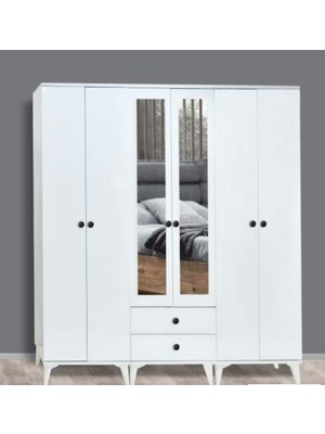 Yuvaset Home Maye Beyaz 6 Kapılı Dolap