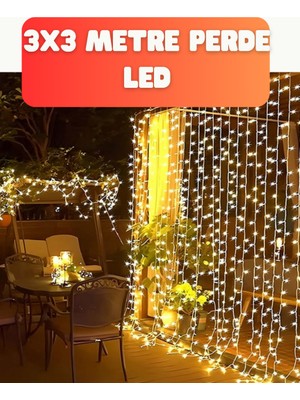 Zero Land Hnrlishp 3x3 Metre Şelale LED Perde Işık Iç Dış Mekân Dekorasyonu