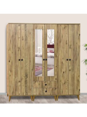 Yuvaset Home Maye 6 Kapılı Çam Dolap
