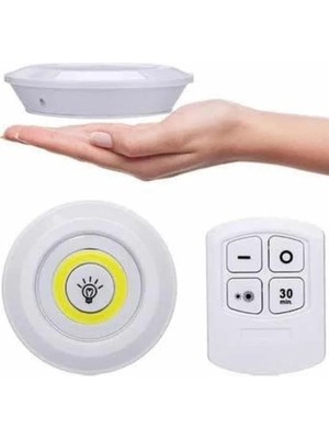 Ucuz Tekno Yapışkanlı 3'lü Spot LED Işık Lamba Montajsız Pilli Uzaktan Kumandalı