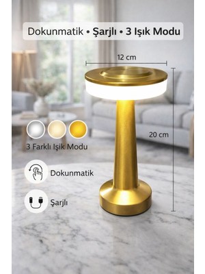 Allians Şarjlı LED Masa Lambası, 3 Renk Seçenekli, Ayarlanabilir Işık, Şık Tasarım