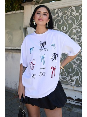 inStyle Fiyonk Desenli Beyaz Tişört