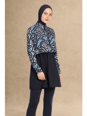 inStyle Bolerolu Kapalı Koyu Lacivert Tesettür Mayo 6198A