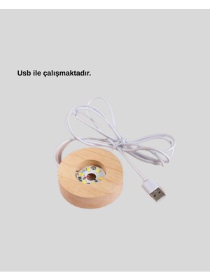 Zero Land Hnrlishp LED Işıklı Kristal Küre Ahşap Standlı Dekoratif Gezegen Model