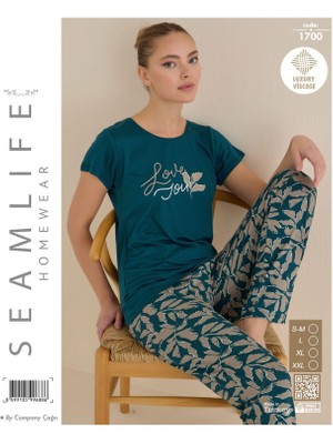 Royam Seamlife Kadın Lüx Extra Yumuşak %100 Pamuk Viskon Kısa Kollu Pijama Takımı