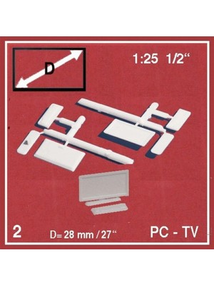 Schulcz 572301 1/25 Ölçek, Bilgisayar -Beyaz -2 Adet