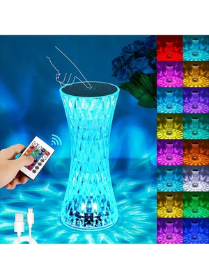Allians Rgb Kristal Masa Lambası, Dokunmatik, 16 Renk, 4 Mod, Gece Işığı